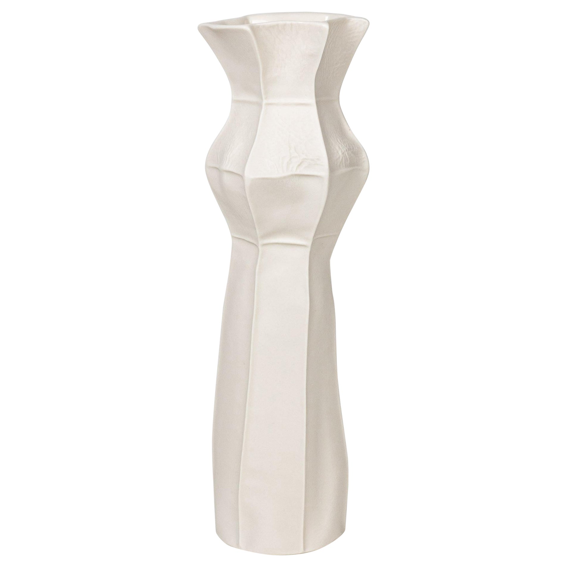White Ceramic Flower Vase, Kawa Vase #6, Handmade Organic Sculptural Porcelain For Sale