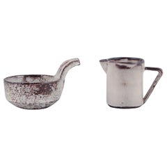 Retro Gerard Hofmann, French ceramicist. Two ceramic pieces: a pitcher and a bowl.