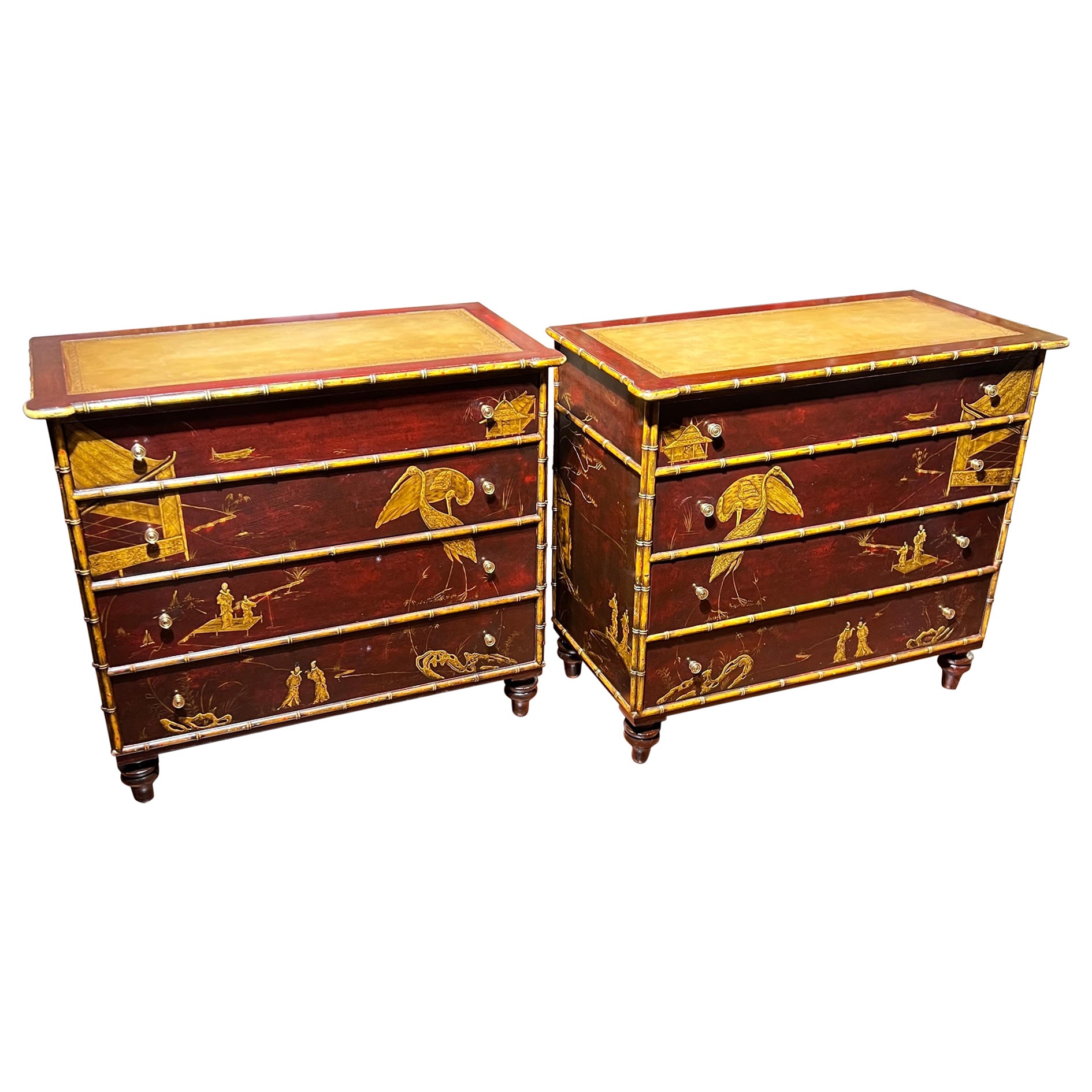 Paire de style Regency anglais  Commodes / Commodes Chinoiserie