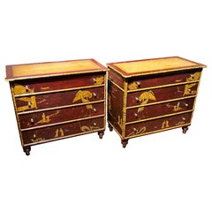 Antique Pair English Regency style  Chinoiserie Dressers / Chest of Drawers
