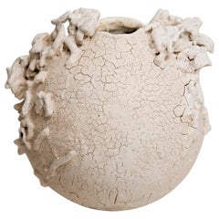 Speckled  Crackle  Sculptured Vase MOON shape