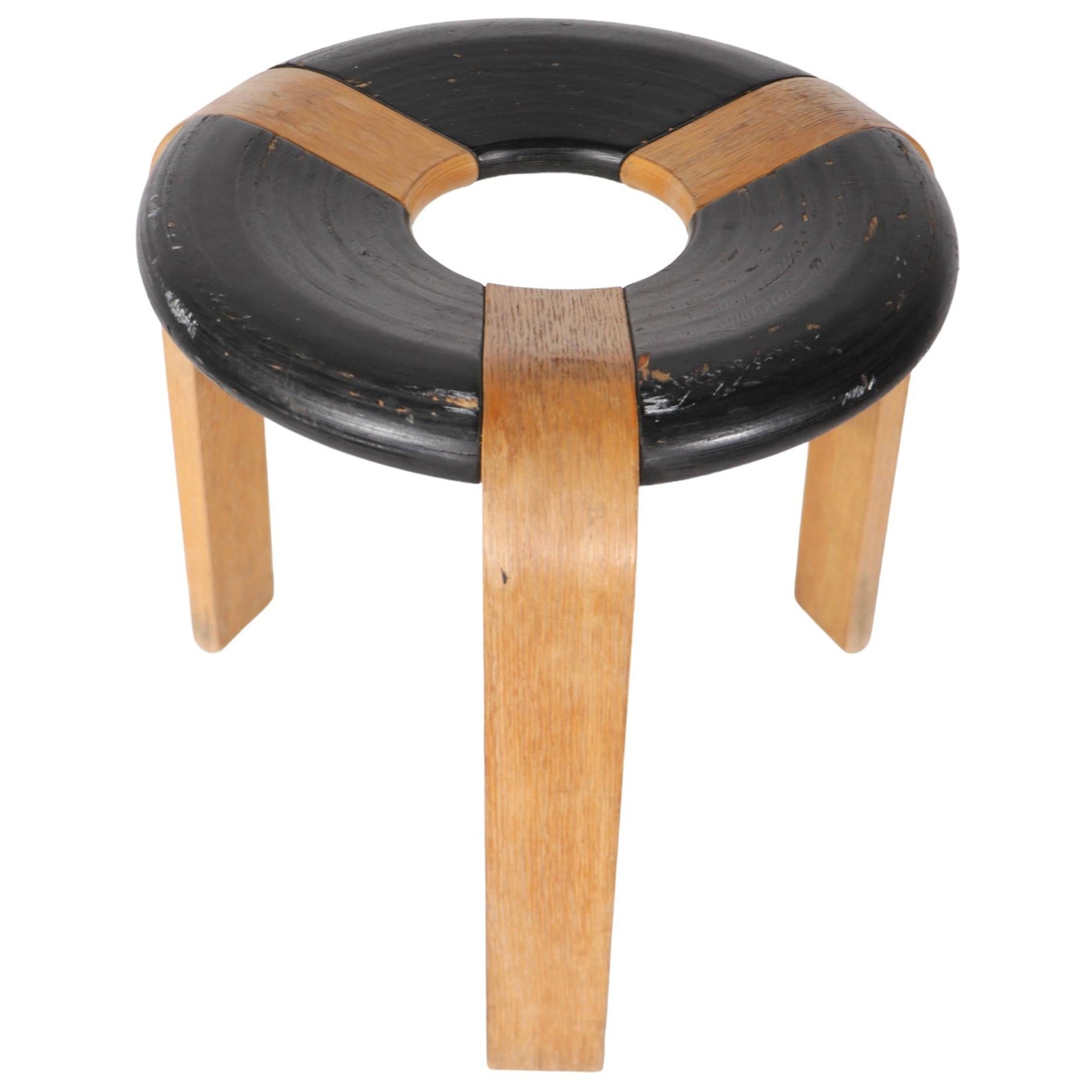 Mid Century Danish Modern Donut Stool by  Thygesen for Magnus Olesen c 1970's 