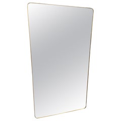 Handsome Full Length Brass Mirror, Curved corners- Italy Mid Century
