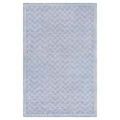Contemporary Geometric High-Low Knotted Wool Silk Rug by Doris Leslie Blau