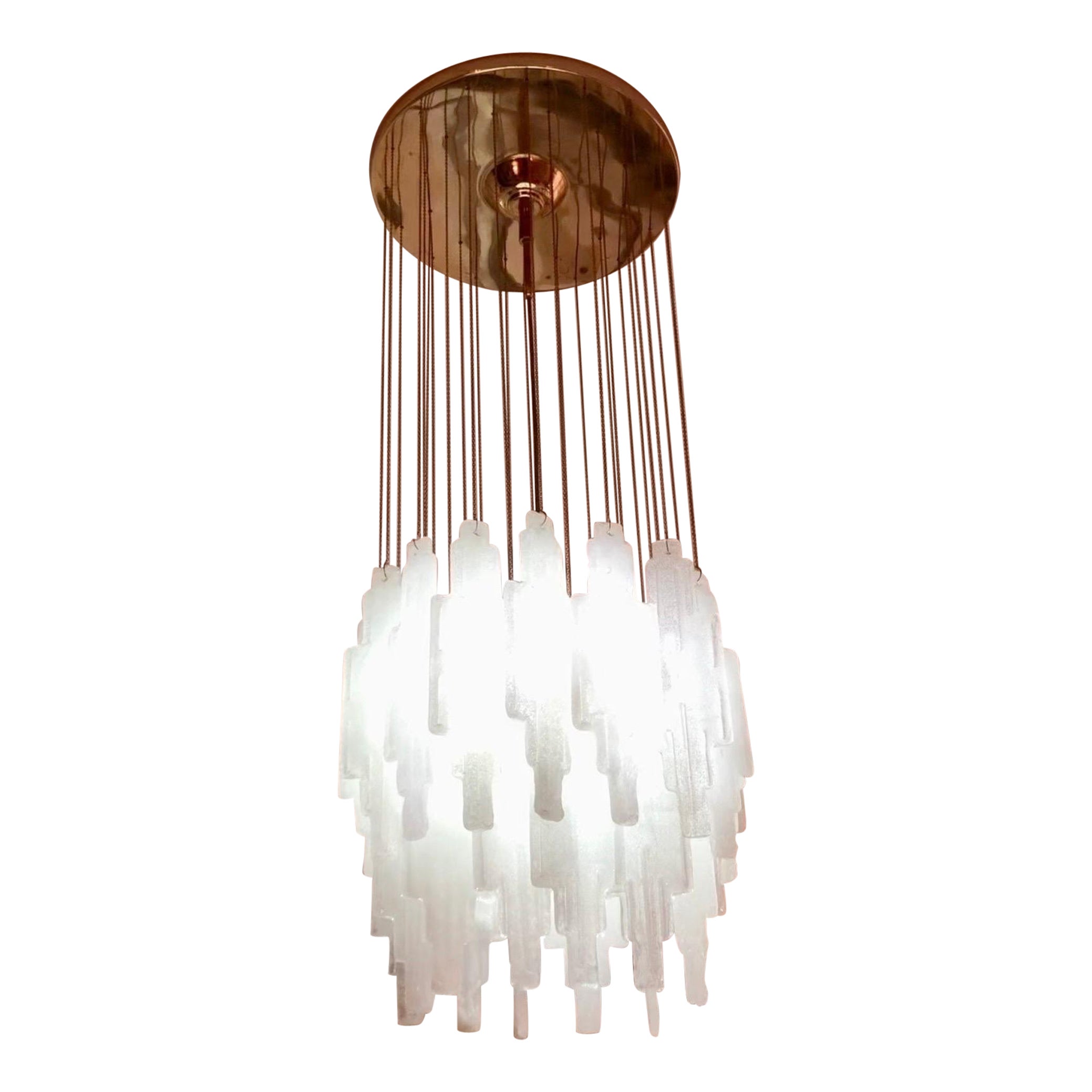Albano Poli Cascade Pendelleuchte von Poliarte aus Murano Glas, Italien, 1970