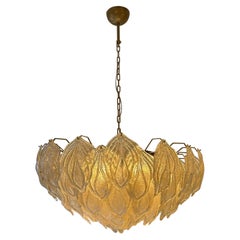 Vintage Golden Leaves Murano Glass Pendant
