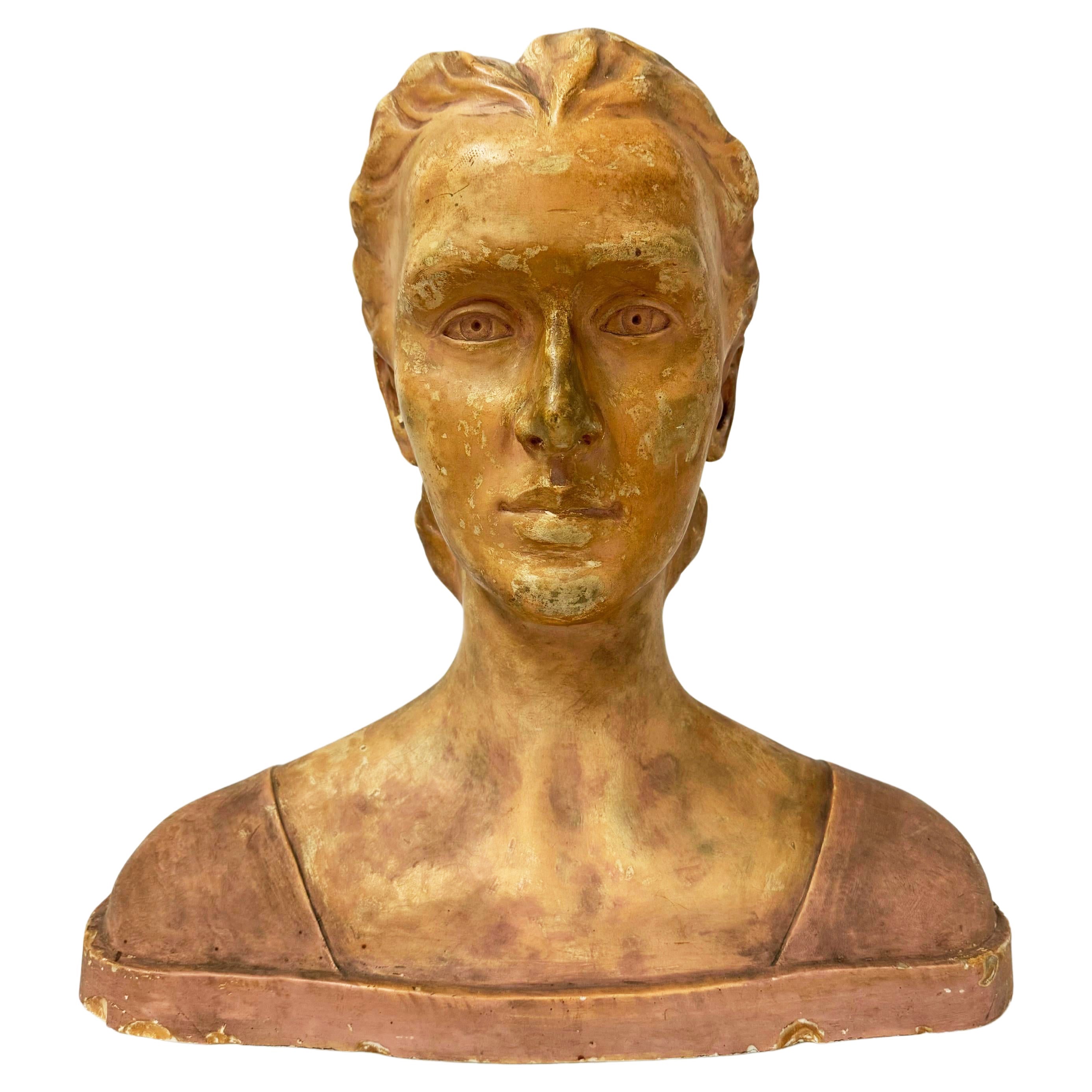Buste de plâtre  Femme signée A Palumbo 1932