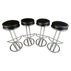 Set Of Retro Metal and Leather Barstools