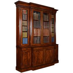 William IV Mahogany Library Breakfront Secretaire Bookcase