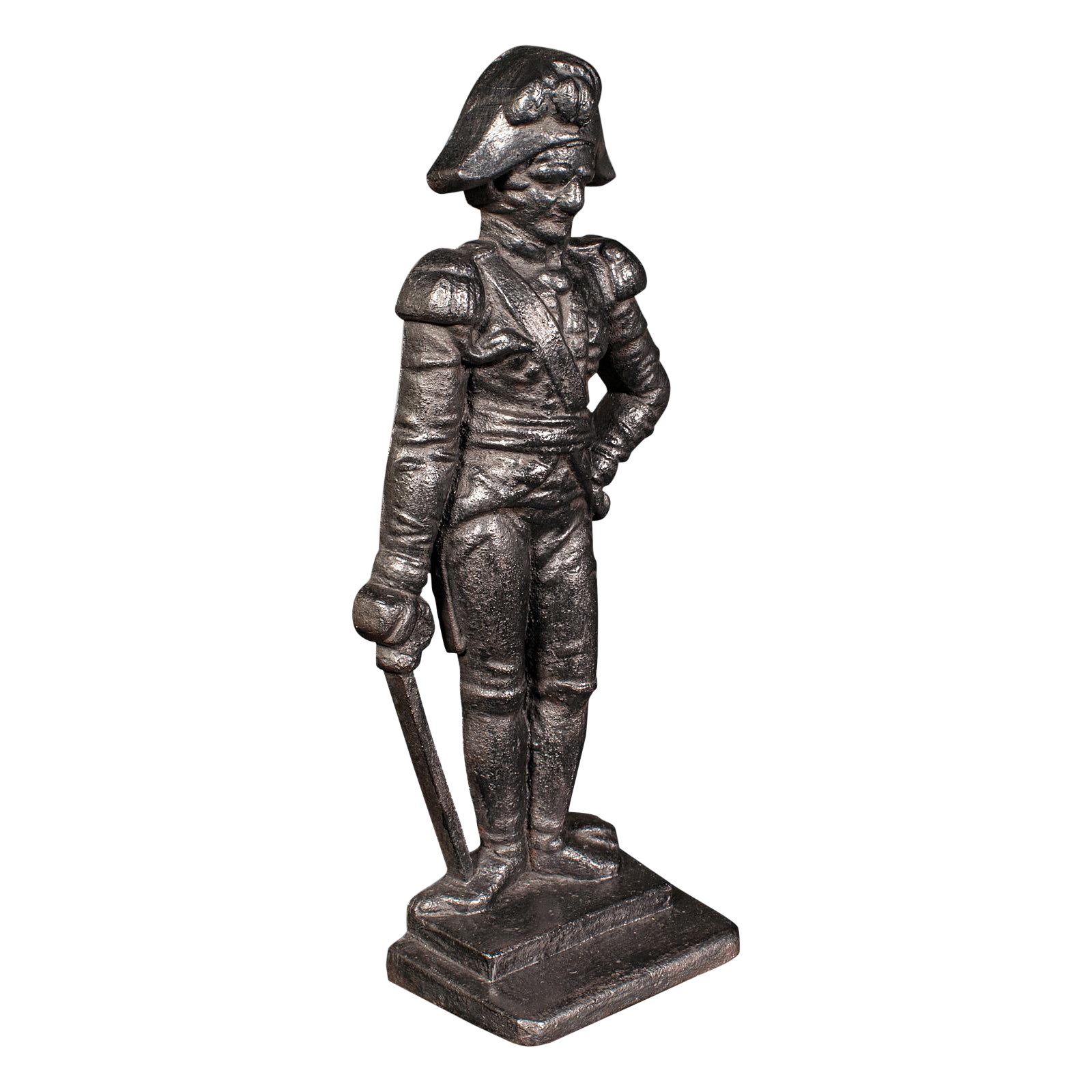 Antique Figural Doorstop, English, Cast Iron, Lord Nelson Door Keeper, Regency