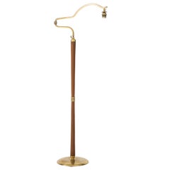 Italian 1940's Leather and Brass Standing Lamp