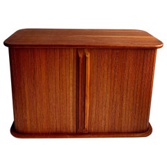 Used Danish Teak Wall Mounted Storage Cabinet with Tambour Doors