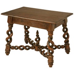 French Small Desk or End Table with Unusual Open Barley Twist Legs c1800's