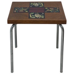 Vintage Accent Table With Tile Top