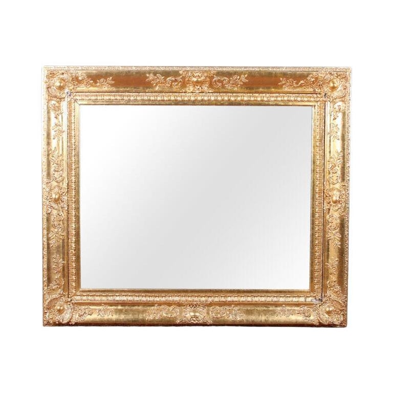 Large 19th Century French Gilt Mirror For Sale at 1stDibs
