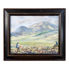 Peinture de paysage de montagne en milieu sauvage, randonnée et aventure