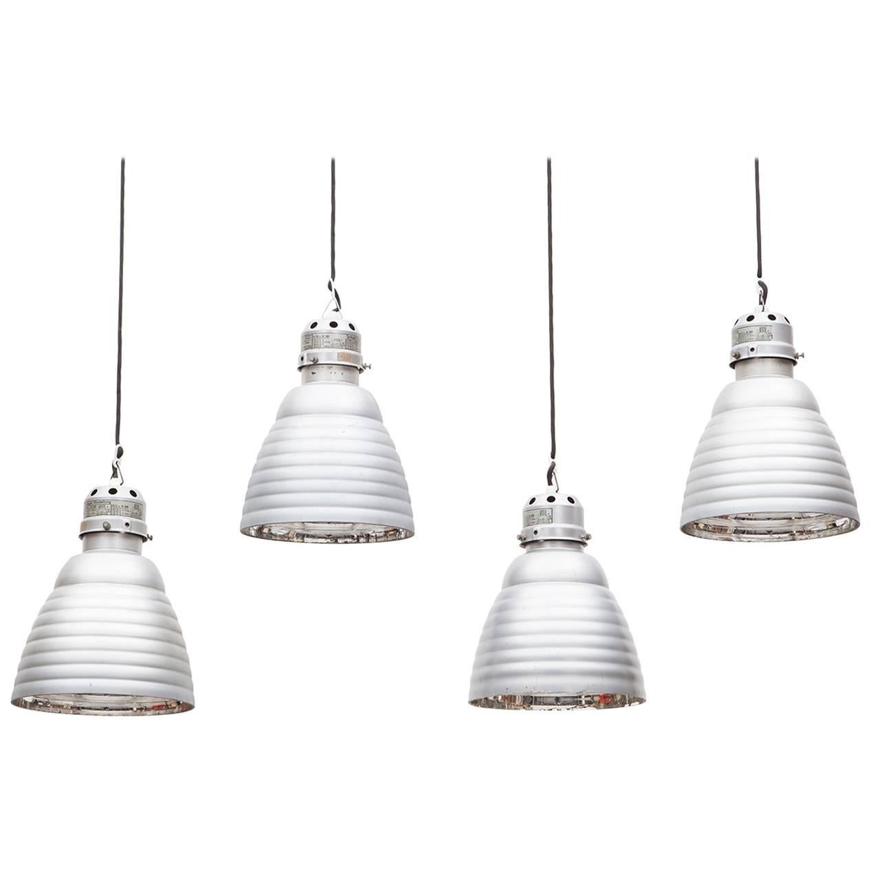 1930s Bauhaus Set of Four Ceiling Lamps by Carl Zeiss For Sale