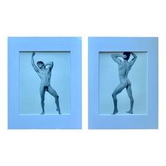 Pair of Vintage Male Nude Original B & W Photographs Matched Set “Gus”