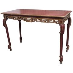 French Chinoiserie Red Lacquer Console