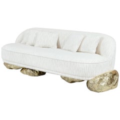 Angra White Sofa - Hand-Polished Hammered Brass & Upholstery - Boca do Lobo