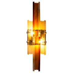 Albano Poli Grande applique da parete in vetro di Murano trasparente e ambrato, Italia 197