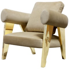 Ethereal Armchair - Hand Polished Hammered Brass & Fabric - Boca do Lobo