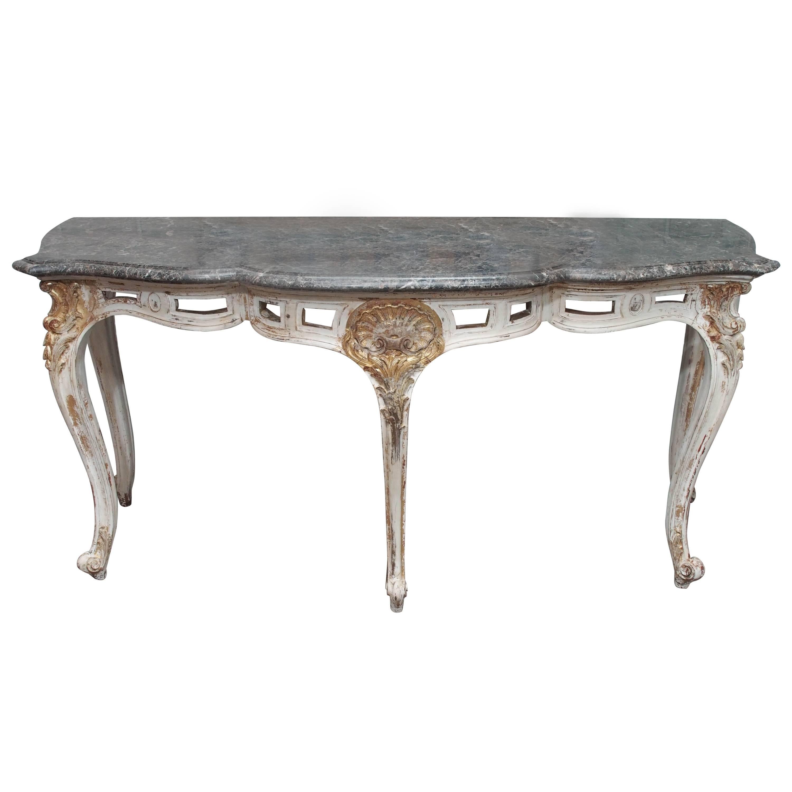 18th Century French Marble-Top Console