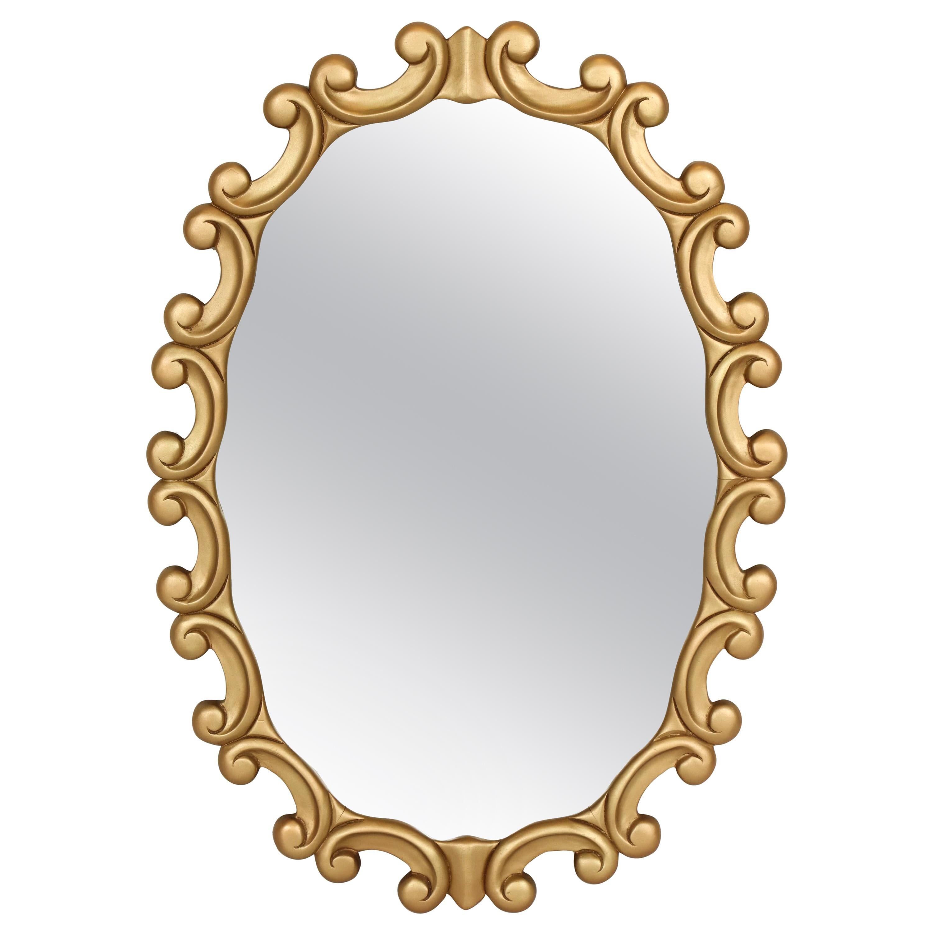 Mirror, Mid-Century, Painted Gold, Antique Mirror, circa 1950, Oval, Large Size