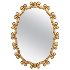 Mirror, Mid-Century, Painted Gold, Antique Mirror, circa 1950, Large Size, Oval