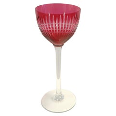 Vintage Set of Twelve Crimson Crystal Drinking Glasses attr. to Val Saint Lambert