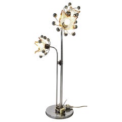 Vintage Italian chrome and murano glass flower floor lamp, 1960s 