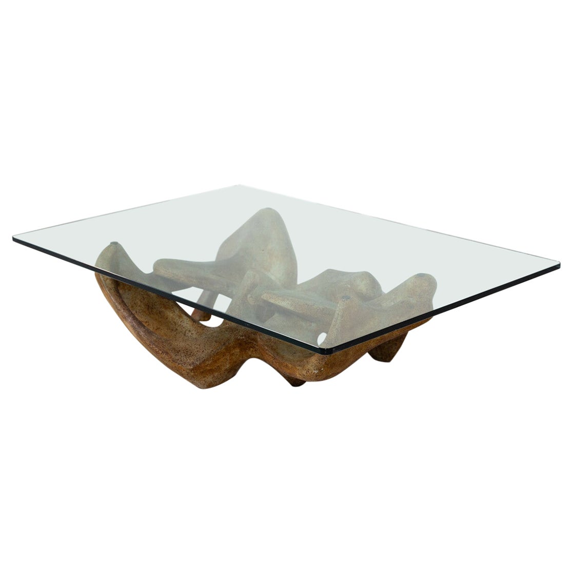 Moderner Couchtisch der Jahrhundertmitte von Claudio Trevi, Glas und Beton, 1970er Jahre im Angebot