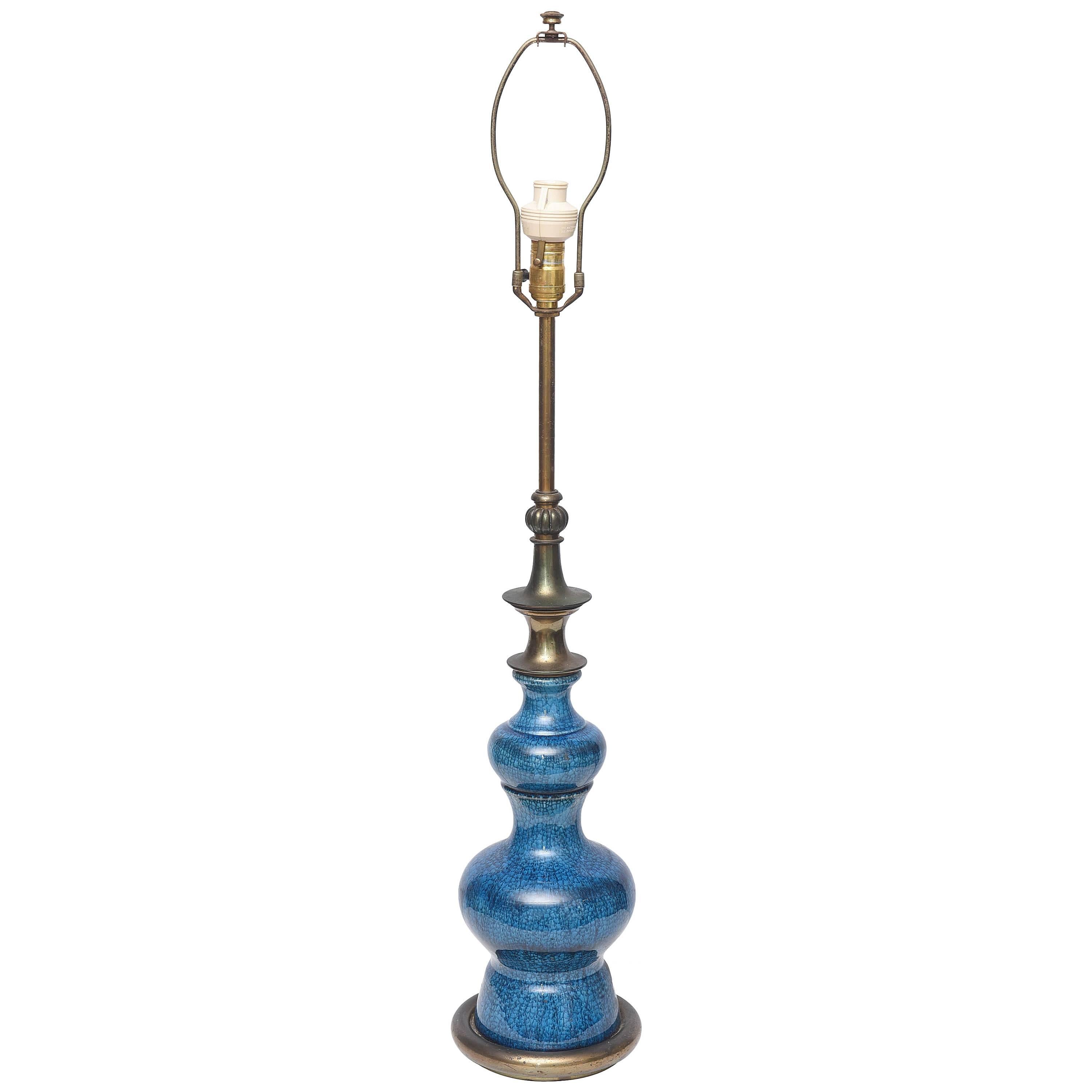 Messing- und Keramik-Stiffel-Lampe, 1960er Jahre, USA