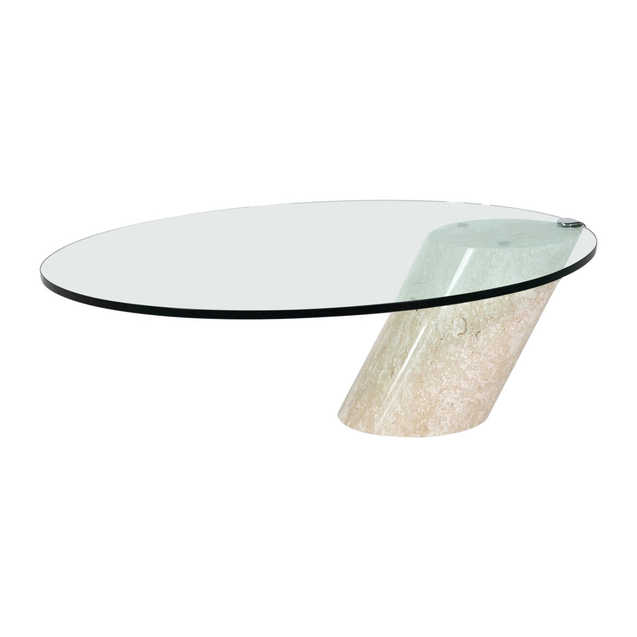 Table basse modèle K1000 en travertin et verre par Team Form en vente