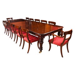 Used 12ft William IV Mahogany Dining Table C1830 & 12 Dining Chairs