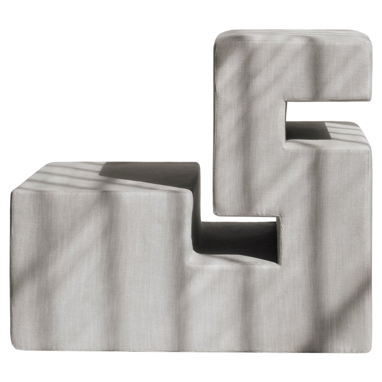 Contemporary Handcrafted Scuptural Seating EUGENIA, Linen Upholstery by Anaktae For Sale