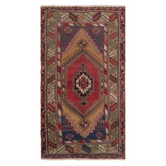 3.6x6.5 Ft Vintage Turkish Wool Rug with Tribal Style, Handmade Oriental Carpet