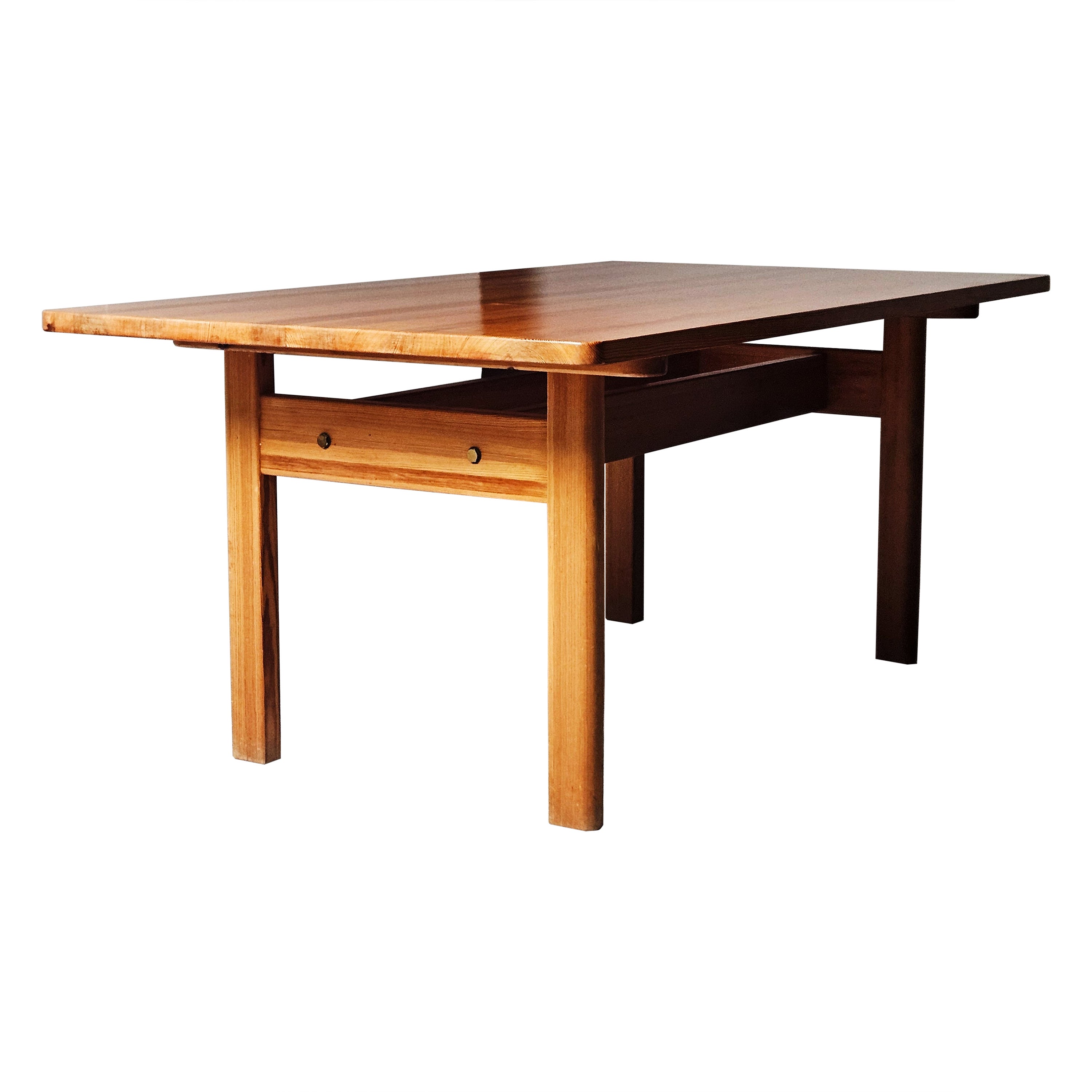 1960s Swedish Pedestal Based Pine Extending Dining Table by Roland
