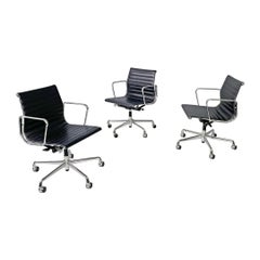 Swiss black leather office chairs EA 117 by Charles & Ray Eames for Vitra, 2000s