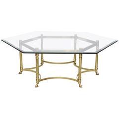 Monumental La Barge Brass and Glass Coffee Table, 1950s, France
