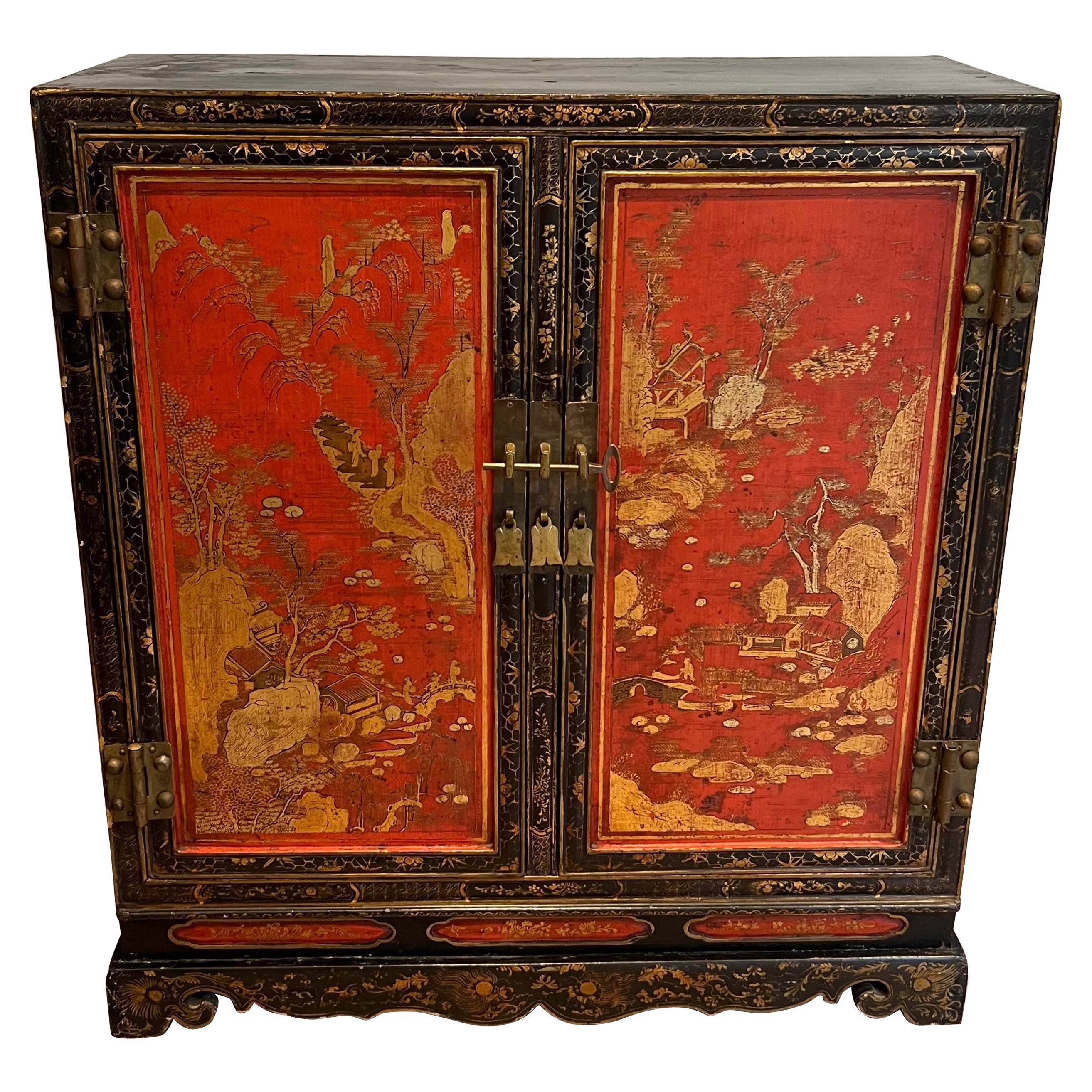 Lackiertes Wood Cabinet mit chinesischen Seen