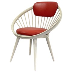 Vintage armchair in white lacquered wood by Yngve Ekström, Sweden 1960s