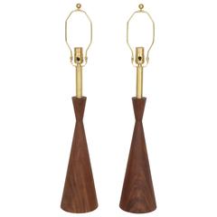 Samson Turned Walnut Table Lamps 9