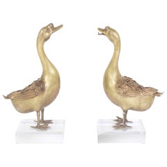 Pair of Bronze Geese