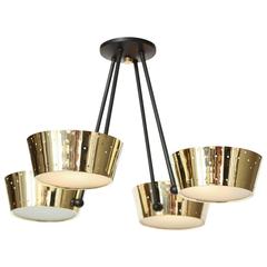 Pierced Brass Four-Light Chandelier by Gerald Thurston for Lightolier