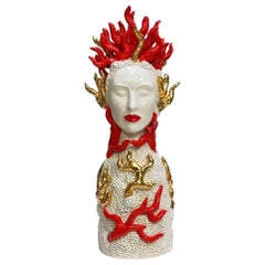 Red and Gold Lady. Unique piece of art. Handmade and Hand painted. Ceramic 2024