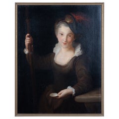 Portrait of French 18th Century Woman in Dark Gown 