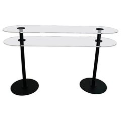 1980's Postmodern Italian Art Deco Revival Lucite & Metal Console Table 