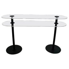 Vintage 1980's Postmodern Italian Art Deco Revival Lucite & Metal Console Table 