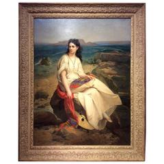 Portrait of a Young Italian Woman, Joseph Gelon, 1881, French School